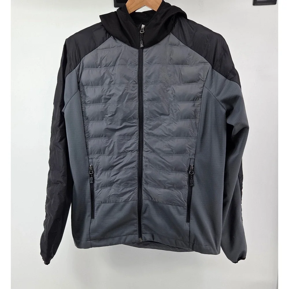 Gerry Men's Medium Hooded Jacket Gray‎ Black Lightweight Full Zip